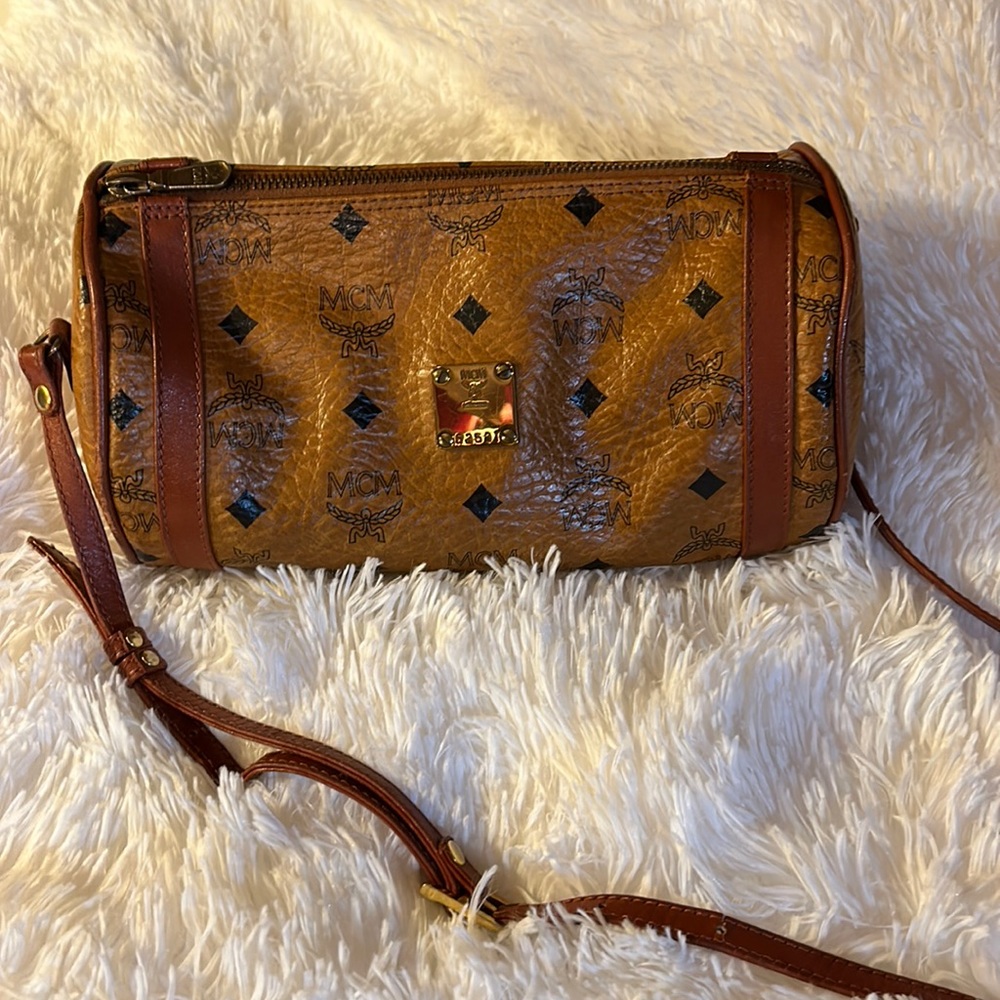 MCM Visetos Crossbody Barrel Bag.  Made in Germany